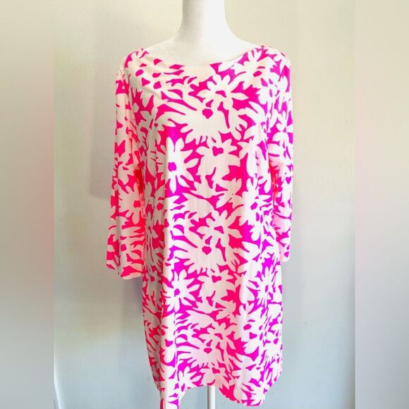 Britt Dress colorful pink floral USA made Beach Summer Resort Women’s XL - Picture 3 of 7